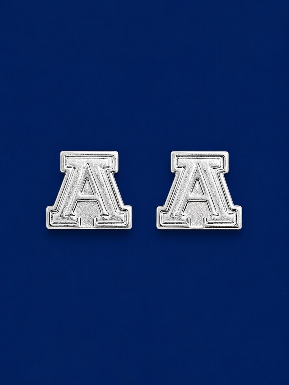 DULCE Sterling Silver Initial Capital A Crimson Tide Alabama Post Earrings